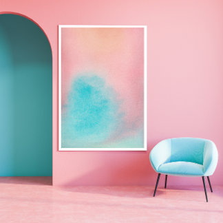 Abstrato de Impressão de Aquarela azul-rosa