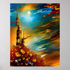 Abstrato de moderno belo Poster de ouro vermelho