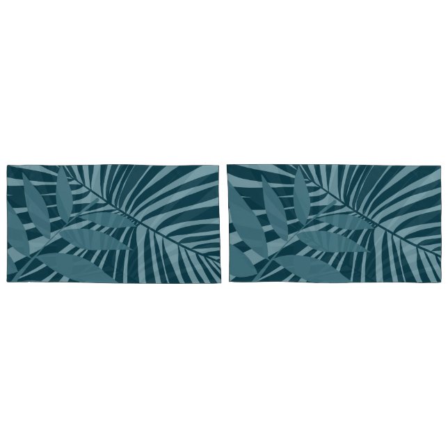 abstrato de palma e folha tropical em cinza azul (Traseira-Conjunto)