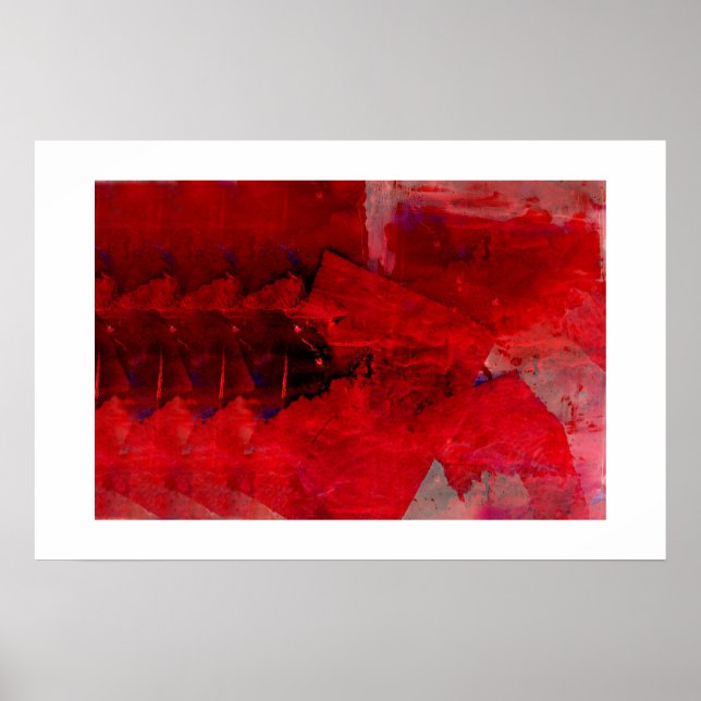 Abstrato de pintura Red Modern Poster de Arte (Frente)