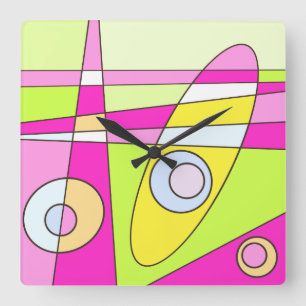 Abstrato de Relógio Quadrado Surfing Bublegum