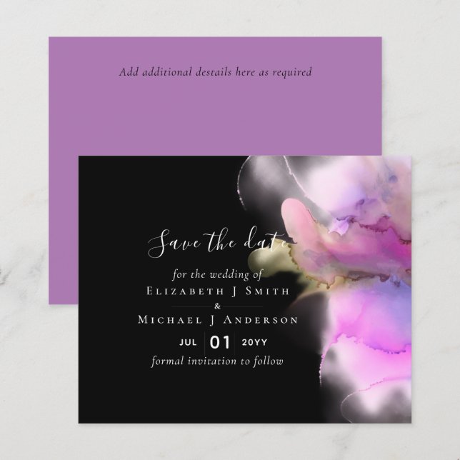 ABSTRATO de Salvamento de de Casamento de Aquarela (Frente/Verso)