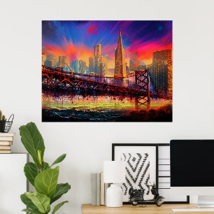 Abstrato de São Francisco, Poster Skyline Colorida