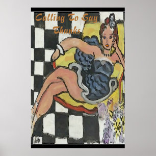 Abstrato de telefone celular da mulher, Poster de 