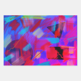 Abstrato Digital Art 3 Cores Brilhantes e Cheias
