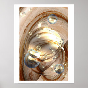 Abstrato digital esferas de arte Poster