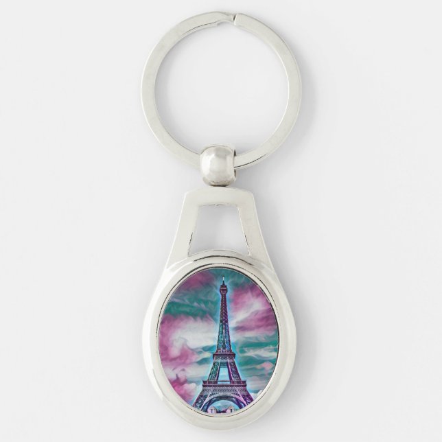 Abstrato Eiffel Tower Chaveiro (Frente)