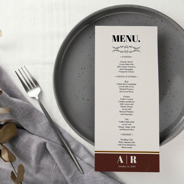 Abstrato Elegance Ouro Frame Wedding Menu (Criador carregado)
