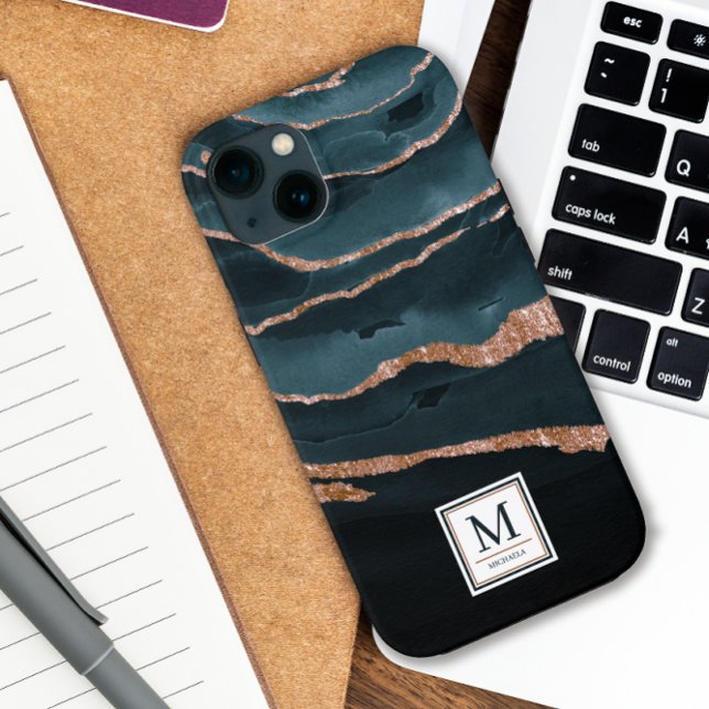 Abstrato Elegante de marinho Azul e Cobre (Criador carregado)