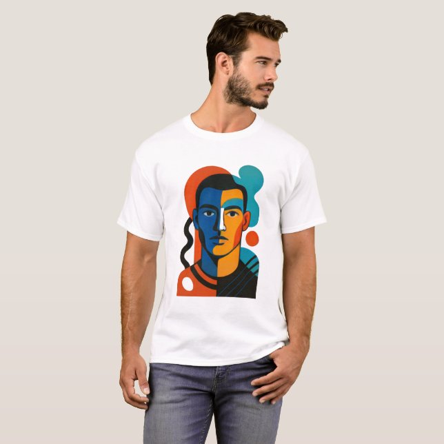 Abstrato Face T-Shirt | Teto de Gráfico de Pop Mod (Frente Completa)