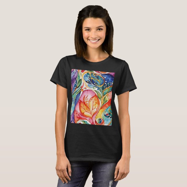 Abstrato face trabalho de arte 1207 - T-shirt (Frente Completa)