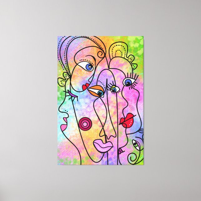 Abstrato Faces Mood Canvas Imprimir Pintura Modern (Frente)