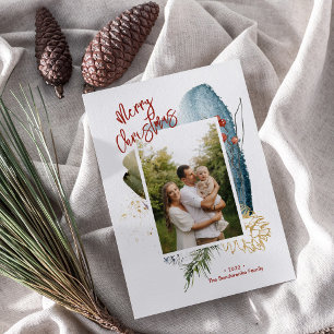 Abstrato Feliz Cartão com fotos de Natal Personali