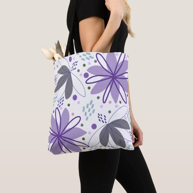 Abstrato Floral Art Grocery Comprando Tote Bag (Close Up)