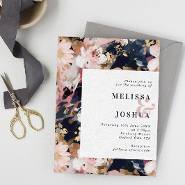 Abstrato Floral Blush e Convite para Casamento de