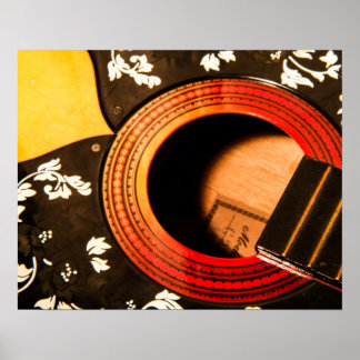 Abstrato Floral Guitar Poster