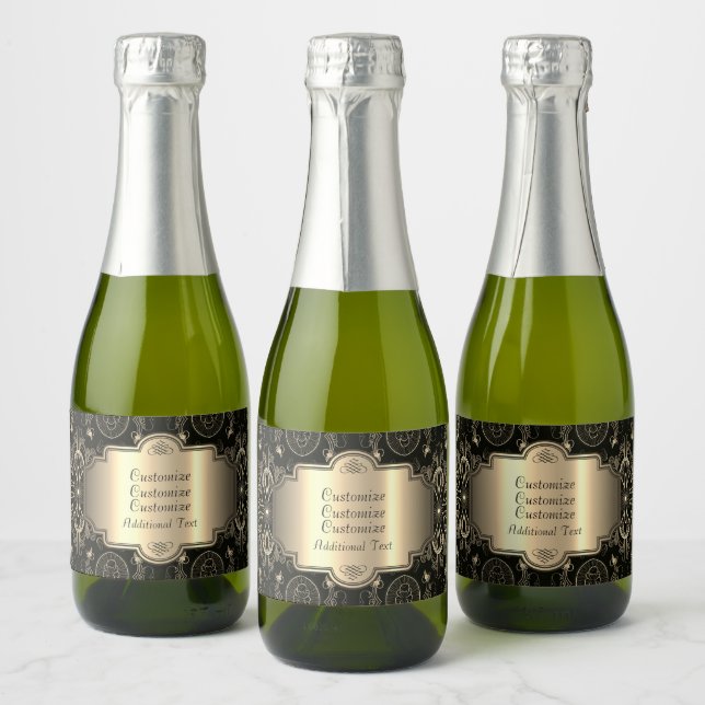 Abstrato Floral Preto E Dourado (Garrafas)