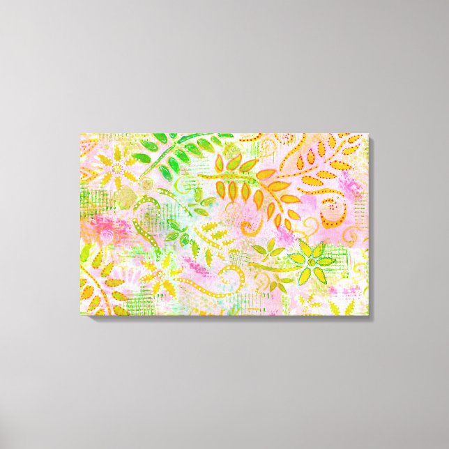 Abstrato, Flores e Canvas de Folhas (Frente)