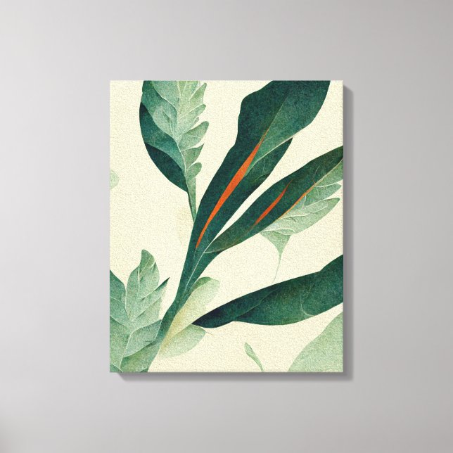 Abstrato Foliage Plant Sair Canvas Paint Wall Art (Frente)