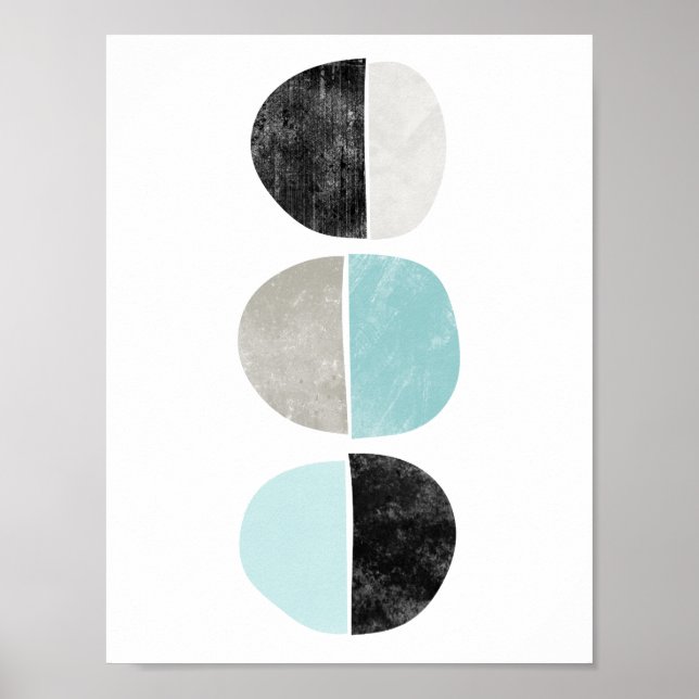 Abstrato, geométrica, meio círculo poster em teal (Frente)