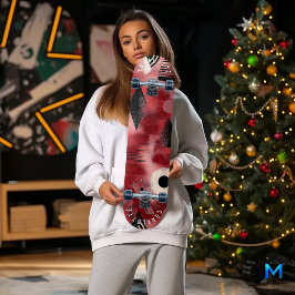 Abstrato Geométrico Design de skate Vermelho Negra