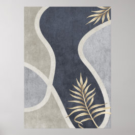Abstrato Geométrico Leaf Wall Art Poster