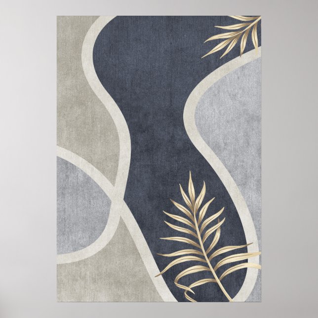 Abstrato Geométrico Leaf Wall Art Poster (Frente)