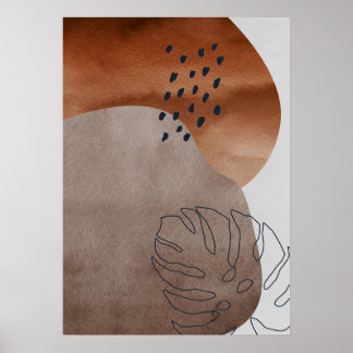 Abstrato Geométrico Leaf Wall Art Poster