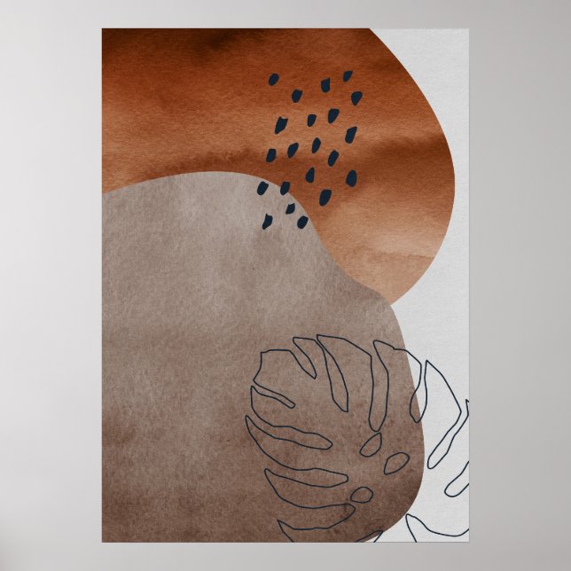 Abstrato Geométrico Leaf Wall Art Poster (Frente)