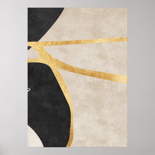 Abstrato Geométrico Ouro Linhas Wall Art Poster (Frente)