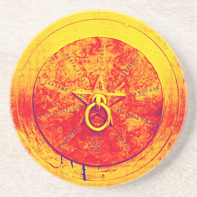 Abstrato Grunge Ring n Star Sandstone Porta copos (Frente)
