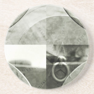 Abstrato Grunge Ring n Star Sandstone Porta copos