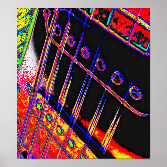 Abstrato Guitar Modern Pop Art Poster Rock N Roll (Frente)