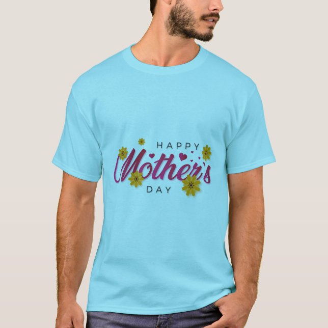 Abstrato Happy Madre Typografia T-Shirt (Frente)