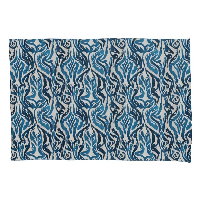 Abstrato Ikat Watercolor Azul Inspirado (Frente)