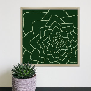 Abstrato - Impressão Verde Escuro Suculento
