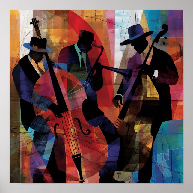 Abstrato Jazz Musicians Art Impressão (Frente)