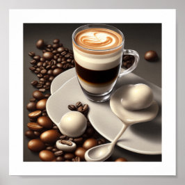 Abstrato Latte Macchiato Coffee Poster