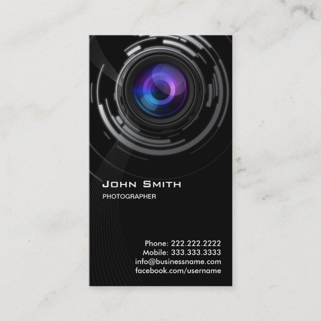Abstrato Lente, Cartão de visita do fotógrafo (Frente)