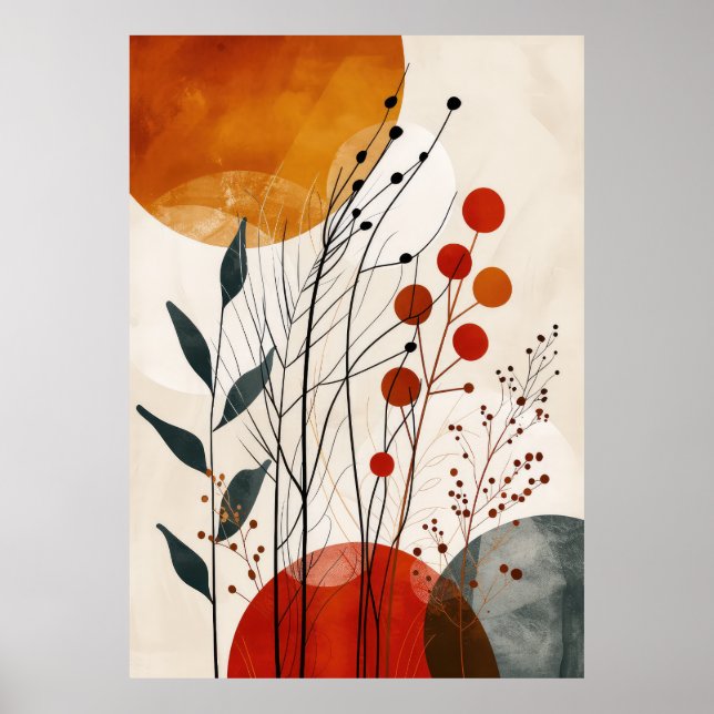 Abstrato Line Art Poster boho Minimalista Moderno (Frente)