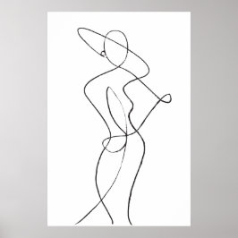 Abstrato Line Art Woman Poster