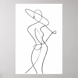 Abstrato Line Art Woman Poster
