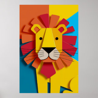 Abstrato Lion Poster - Arte Animal para Decoração