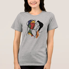 Abstrato Love | Casal T-Shirt de Arte de Linha