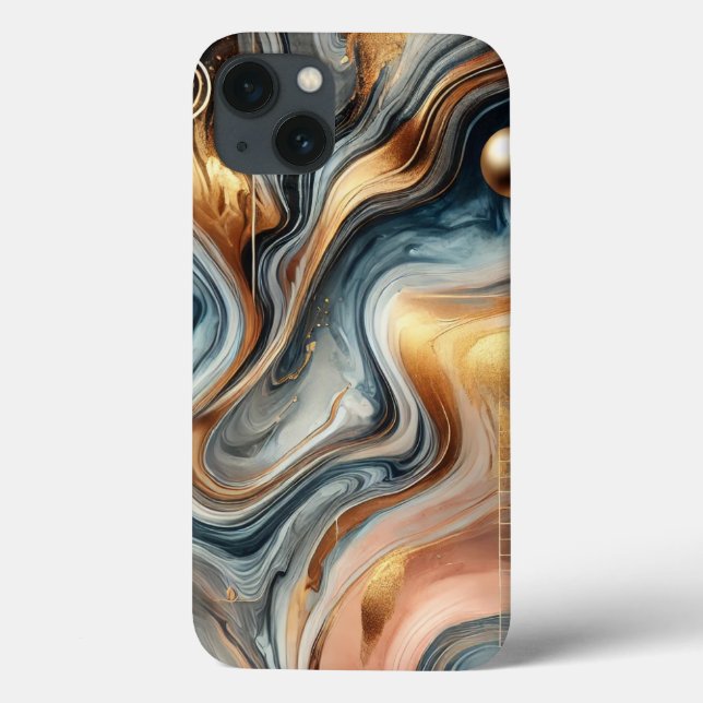 Abstrato Marble Case - Design de espiral Dourado e (Verso)