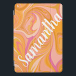 Abstrato Marble Swirl Art em amarelo<br><div class="desc">Proteja o seu comprimido ao estilo com este trabalho de arte abstrato marble colorido em amarelo,  laranja e cor-de-rosa esbranquiçada,  personalizado com o seu nome.</div>