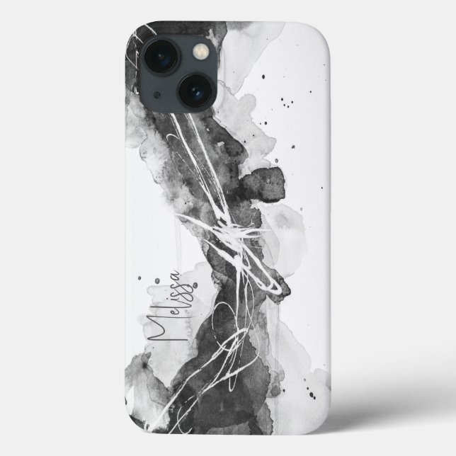 Abstrato masculino preto e branco expressivo (Verso)