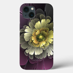 Abstrato Modern Purpur Khaki Cinza Flor Fractal