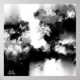 Abstrato Moderno, Impressão de Arte Negra E Branca