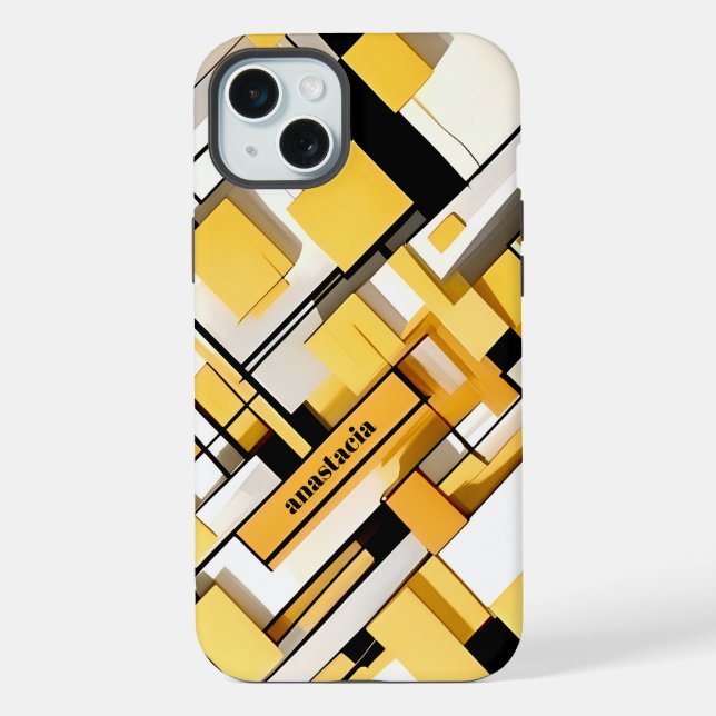 abstrato moderno, na moda geométrico amarelo e pre (Verso)